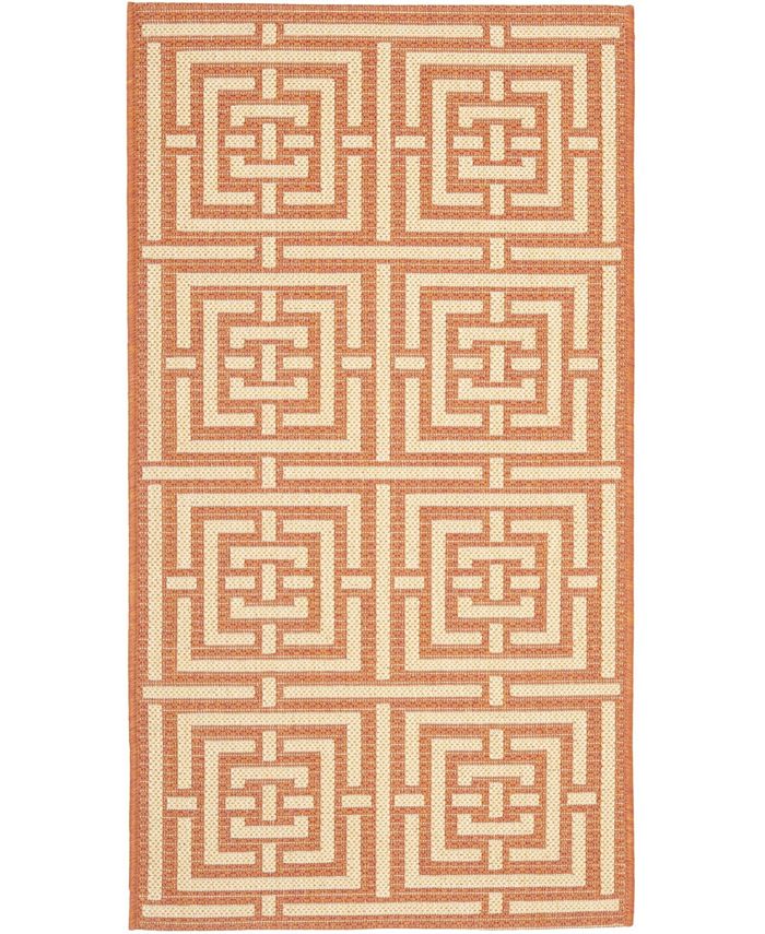 Safavieh Courtyard Terracotta and Cream 6'7" x 9'6" Outdoor Area Rug