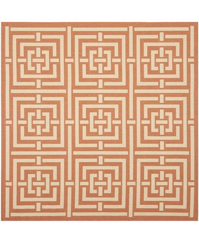 Safavieh Courtyard Terracotta and Cream 6'7" x 6'7" Square Outdoor Area Rug