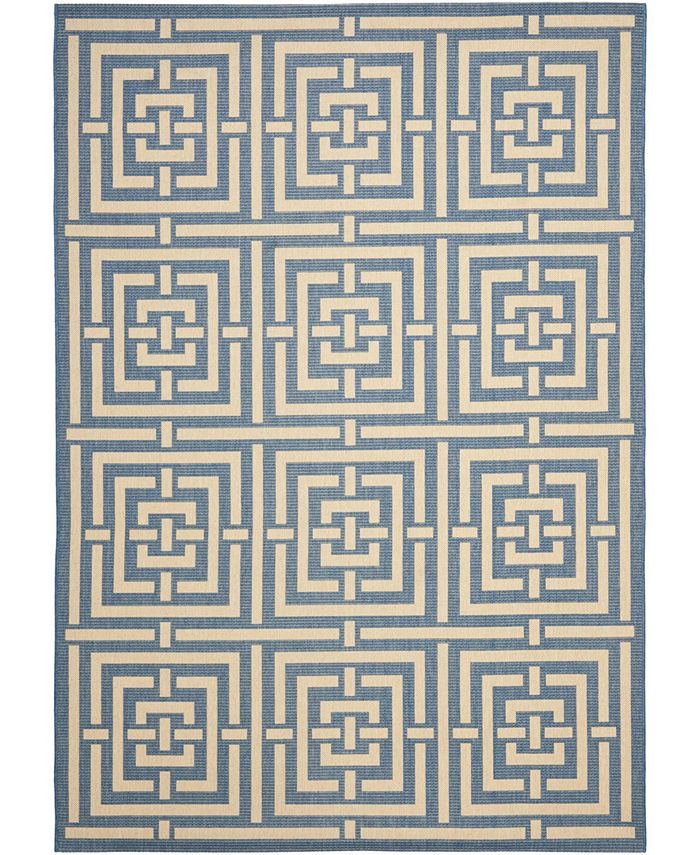 Safavieh Courtyard Blue and Bone 8' x 11' Outdoor Area Rug