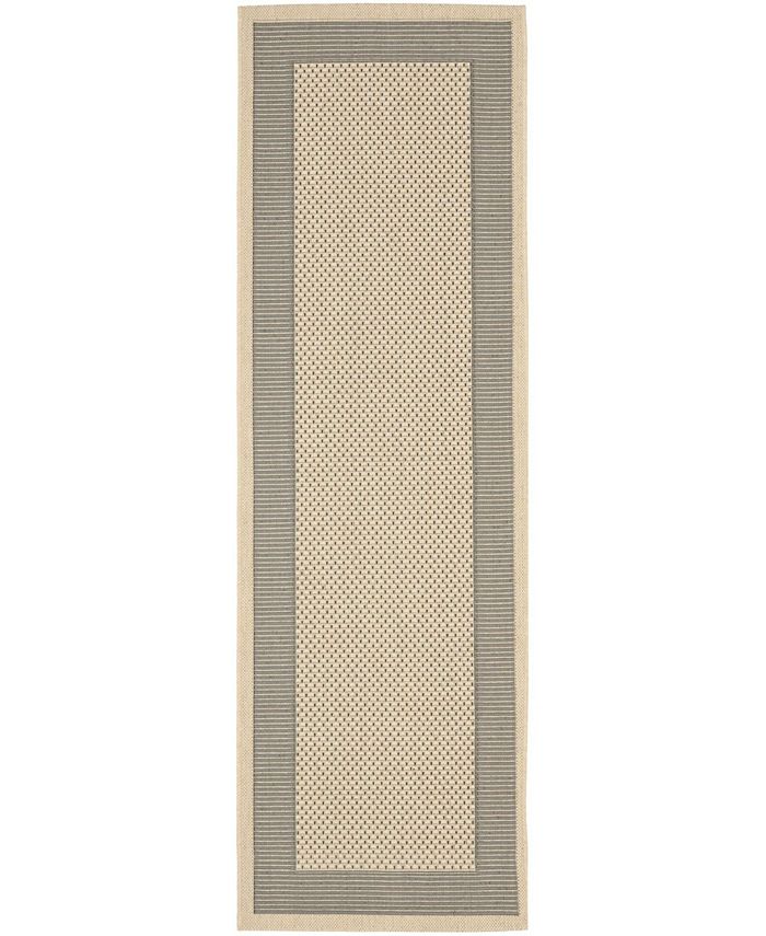 Safavieh Courtyard Grey and Cream 2'3" x 6'7" Sisal Weave Runner Outdoor Area Rug