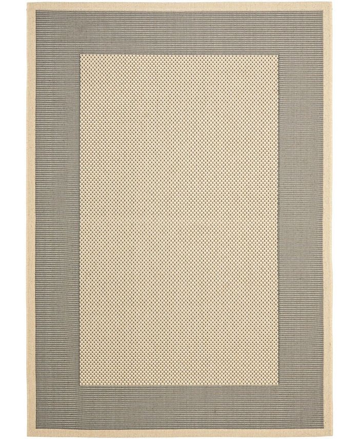 Safavieh Courtyard Gray and Cream 6'7" x 9'6" Sisal Weave Outdoor Area Rug