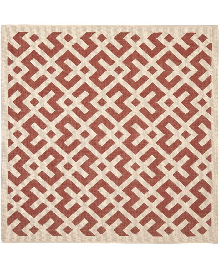Safavieh Courtyard Red and Bone 6'7" x 6'7" Square Outdoor Area Rug