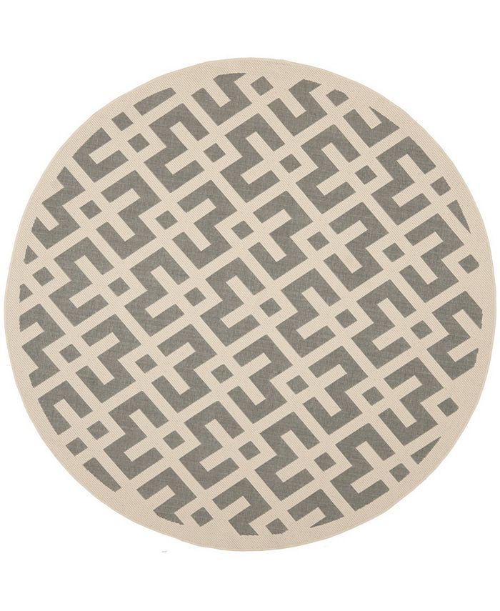 Safavieh Courtyard Gray and Bone 6'7" x 6'7" Round Outdoor Area Rug