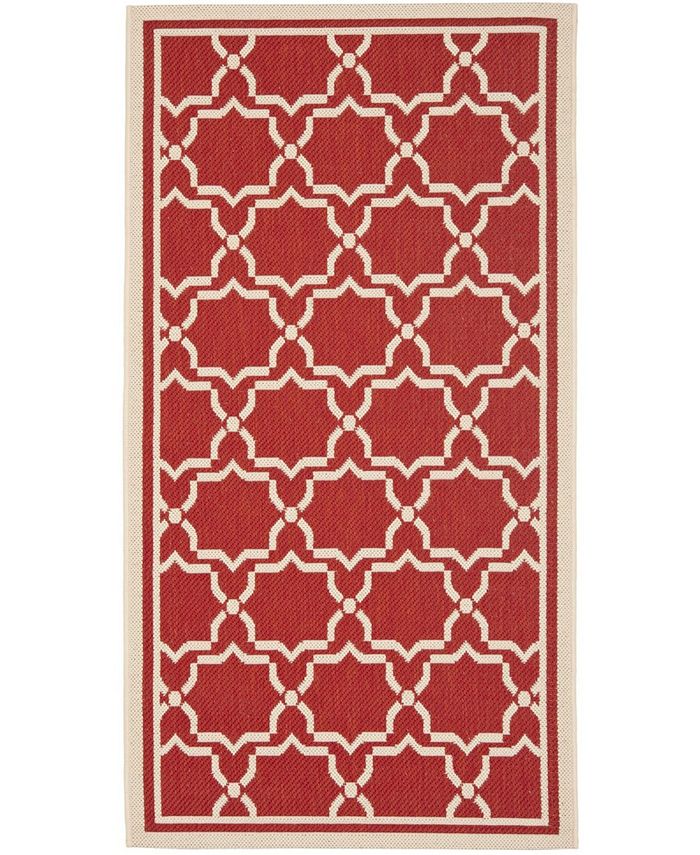 Safavieh Courtyard Red and Bone 2' x 3'7" Outdoor Area Rug