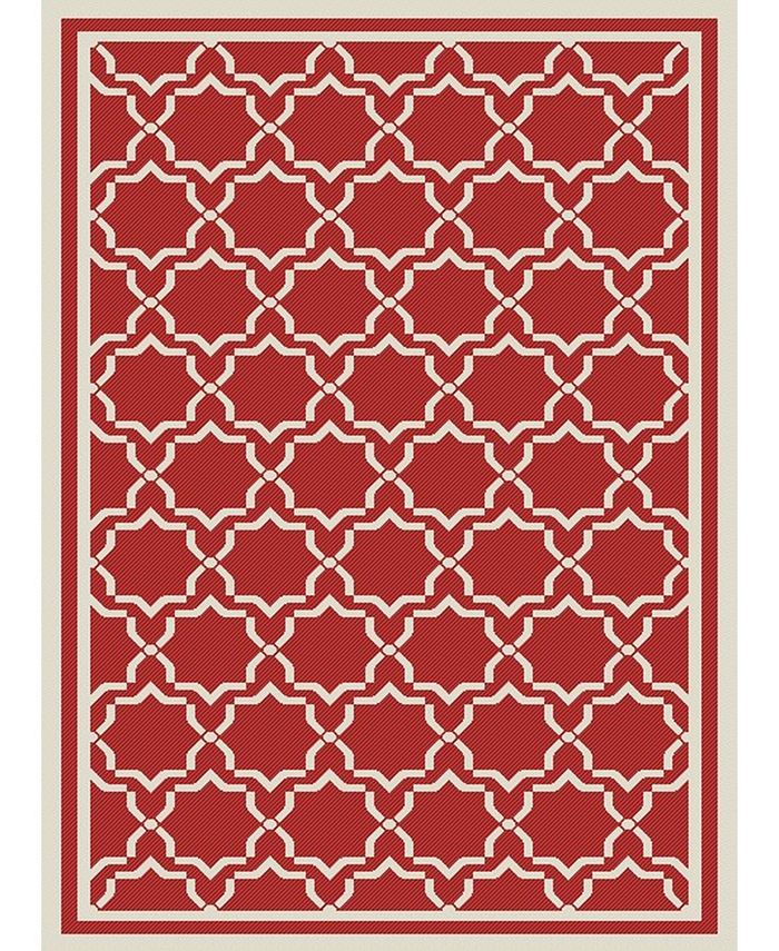 Safavieh Courtyard Red and Bone 6'7" x 9'6" Outdoor Area Rug