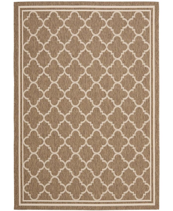 Safavieh Courtyard Brown and Bone 6'7" x 9'6" Outdoor Area Rug