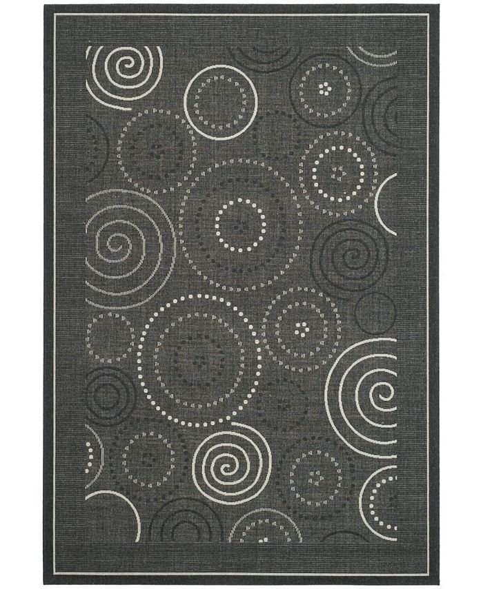 Safavieh Courtyard Black and Sand 6'7" x 6'7" Square Outdoor Area Rug