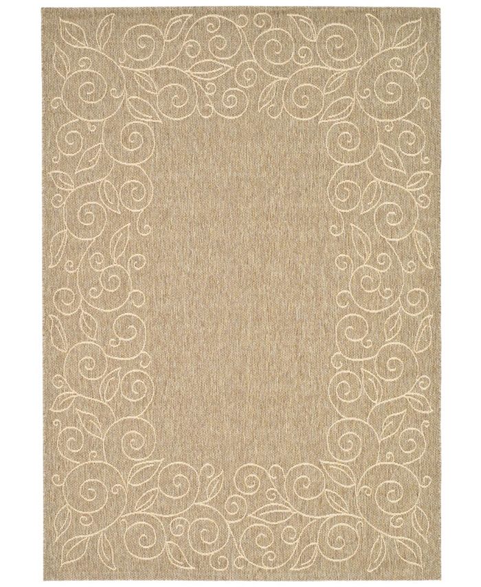 Safavieh Courtyard Dark Beige and Beige 6'7" x 9'6" Outdoor Area Rug