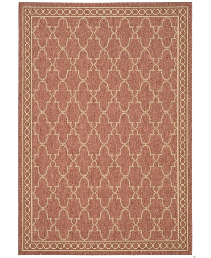 Safavieh Courtyard Rust and Sand 4' x 5'7" Outdoor Area Rug