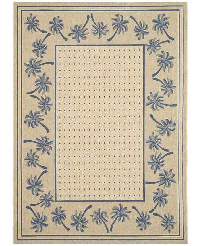 Safavieh Courtyard Ivory and Blue 8' x 11' Outdoor Area Rug