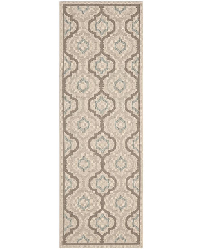 Safavieh Courtyard Beige and Dark Beige 2'3" x 6'7" Runner Outdoor Area Rug