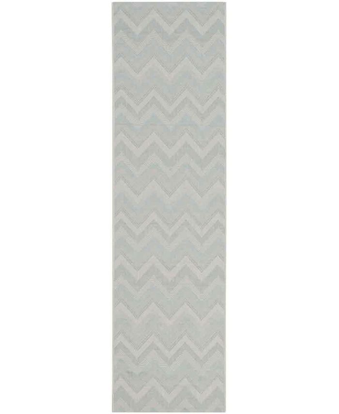 Safavieh Courtyard Light Grey and Aqua 2'3" x 12' Sisal Weave Runner Outdoor Area Rug