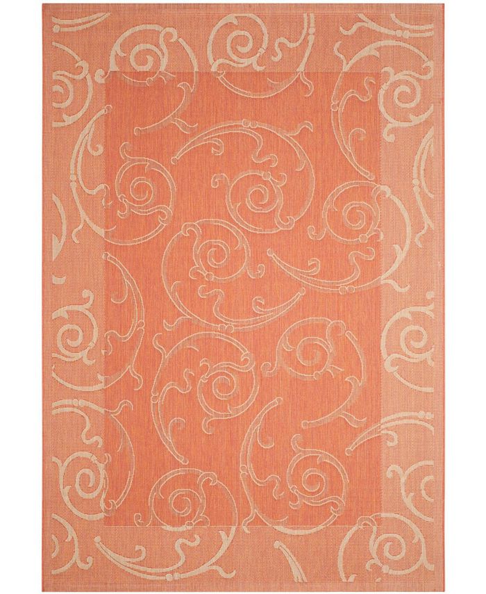 Safavieh Courtyard Terracotta and Natural 2'3" x 12' Runner Outdoor Area Rug