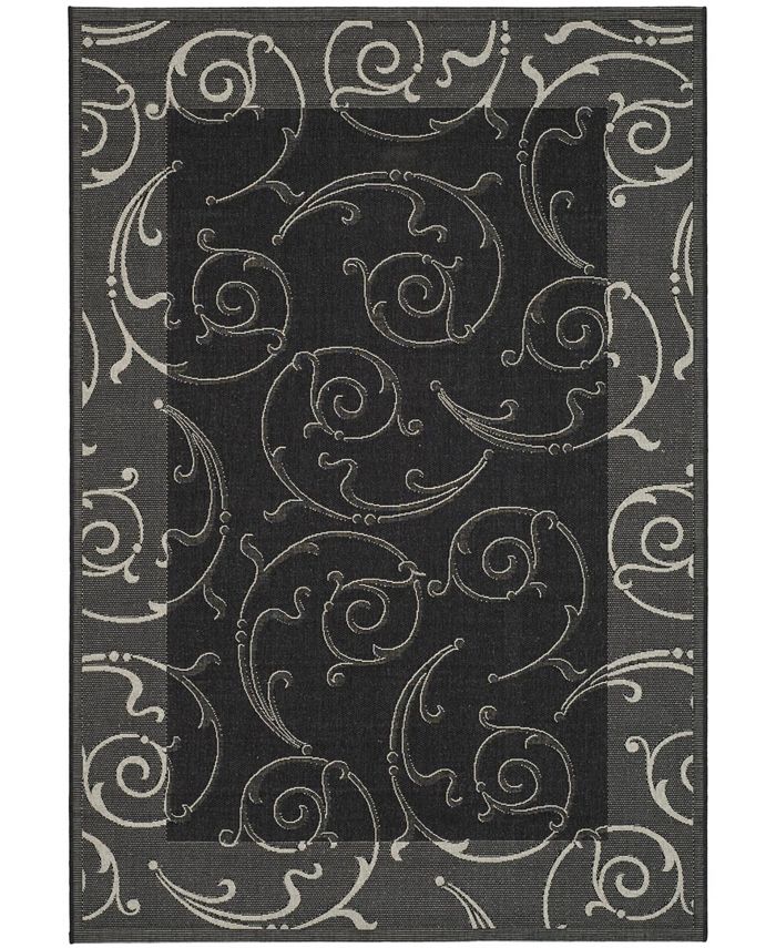 Safavieh Courtyard Black and Sand 2'3" x 14' Runner Outdoor Area Rug