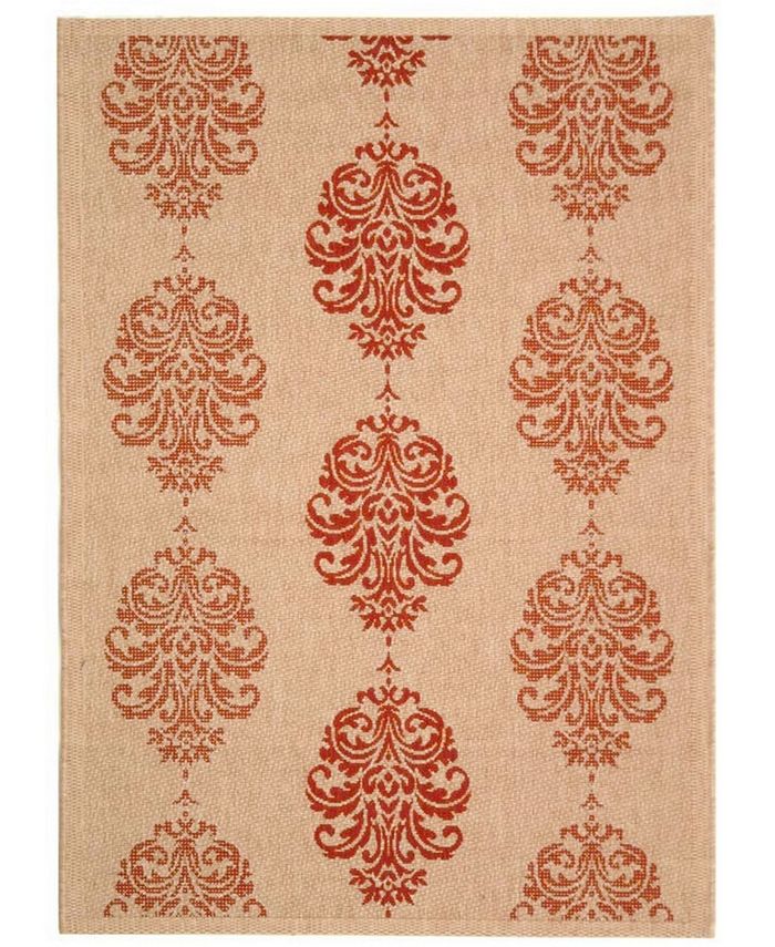 Safavieh Courtyard Natural and Red 2'3" x 14' Runner Outdoor Area Rug