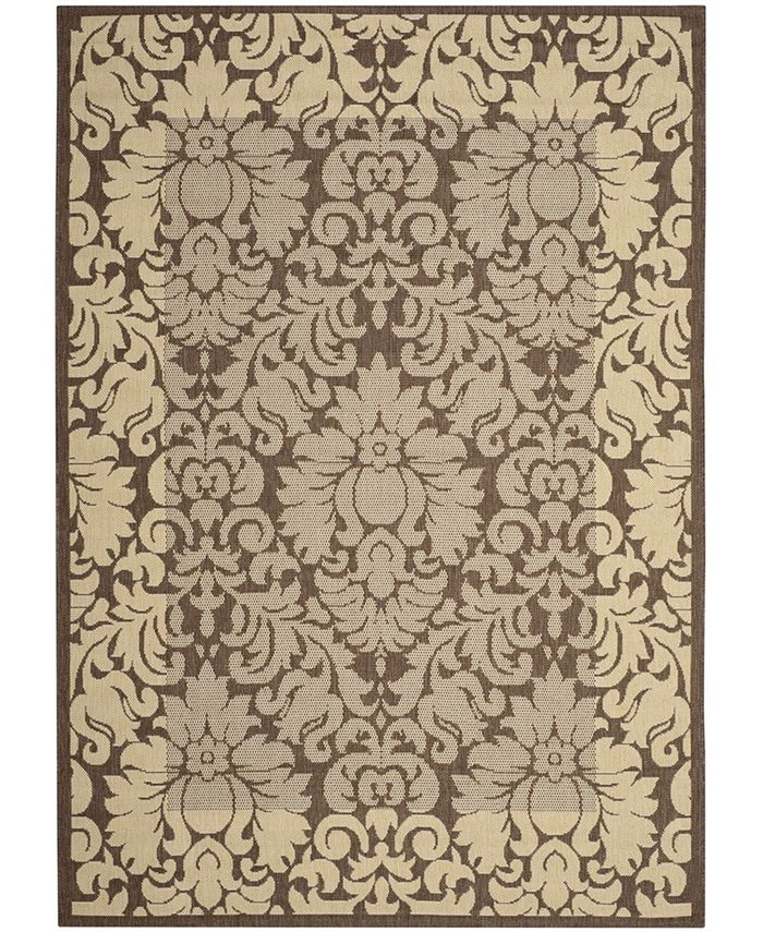 Safavieh Courtyard Chocolate and Natural 2'3" x 12' Runner Outdoor Area Rug