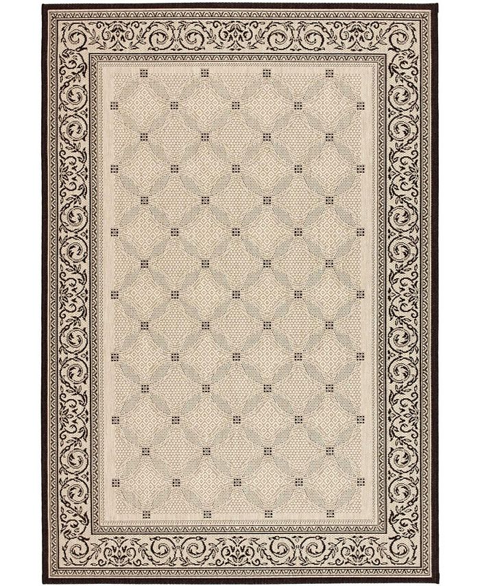 Safavieh Courtyard Sand and Black 2'3" x 10' Runner Outdoor Area Rug