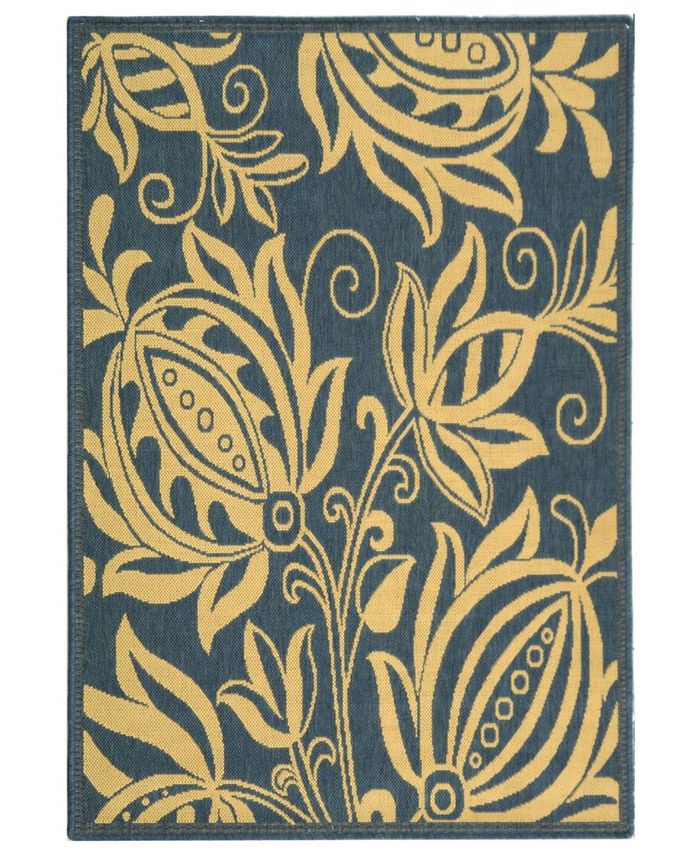 Safavieh Courtyard Blue and Natural 7'10" x 7'10" Square Outdoor Area Rug