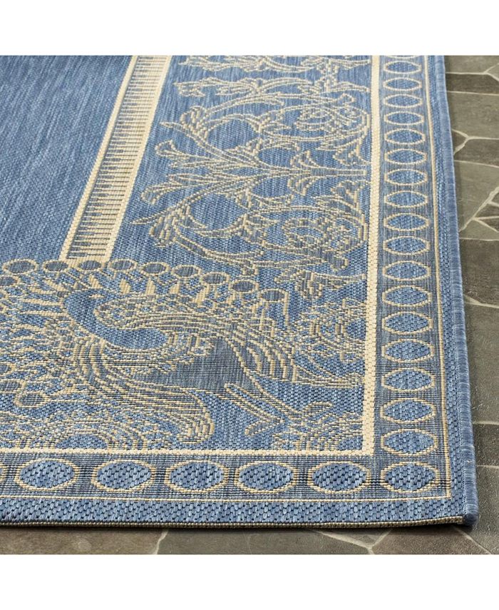 Safavieh Courtyard Blue and Natural 6'7" x 6'7" Square Outdoor Area Rug