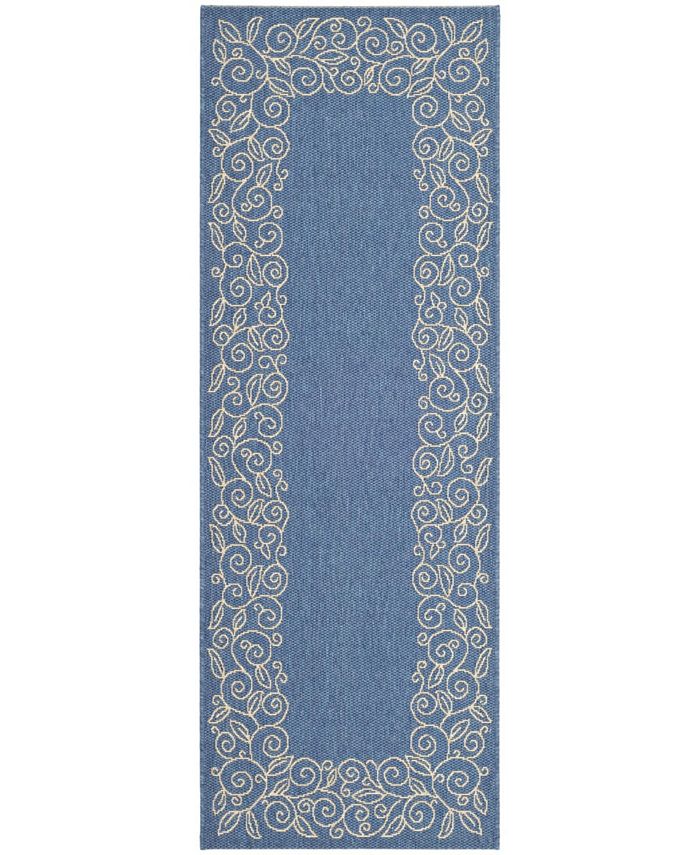 Safavieh Courtyard Blue and Beige 7'10" x 7'10" Square Outdoor Area Rug