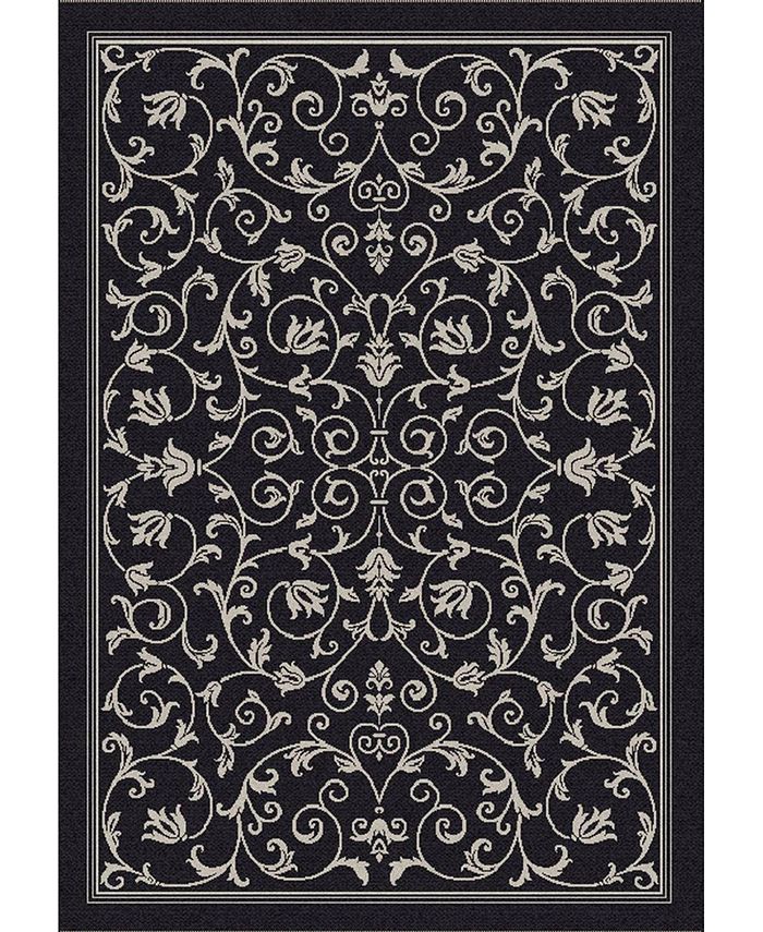 Safavieh Courtyard Black and Sand 2'3" x 10' Runner Outdoor Area Rug