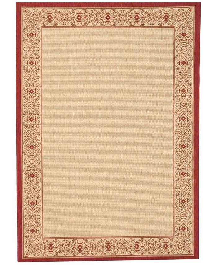 Safavieh Courtyard Natural and Red 7'10" x 7'10" Square Outdoor Area Rug