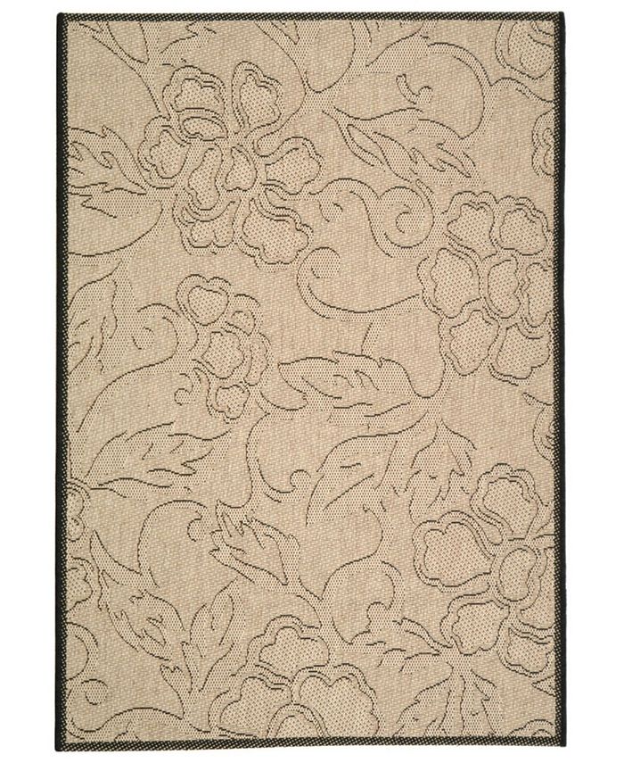 Safavieh Courtyard Sand and Black 2'3" x 10' Runner Outdoor Area Rug