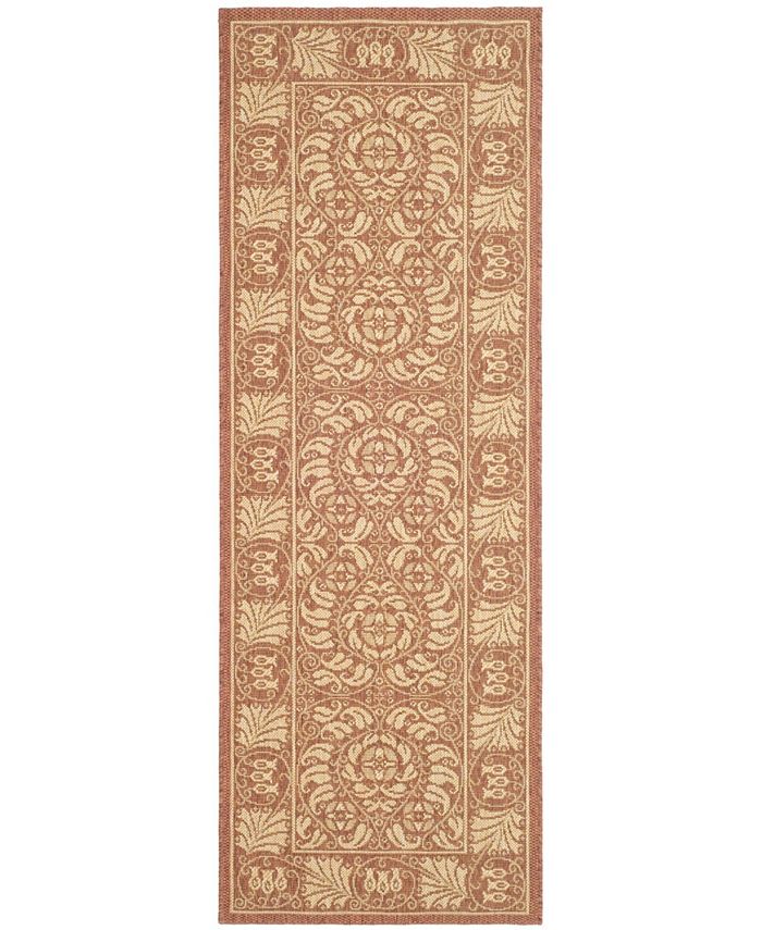 Safavieh Courtyard Rust and Sand 2'7" x 8'2" Runner Outdoor Area Rug