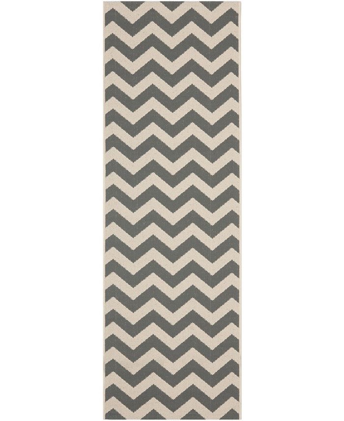 Safavieh Courtyard Grey and Beige 2'3" x 14' Runner Outdoor Area Rug