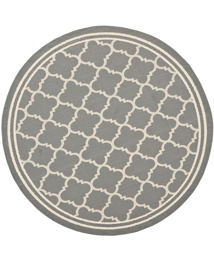 Safavieh Courtyard Anthracite and Beige 7'10" x 7'10" Sisal Weave Round Outdoor Area Rug