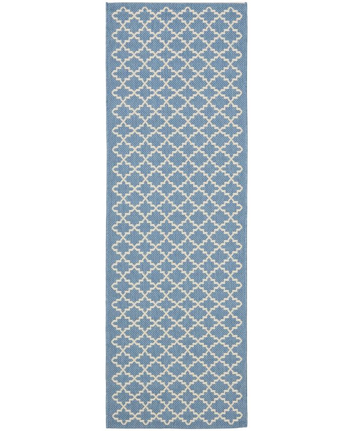 Safavieh Courtyard Blue and Beige 2'3" x 8' Sisal Weave Runner Outdoor Area Rug