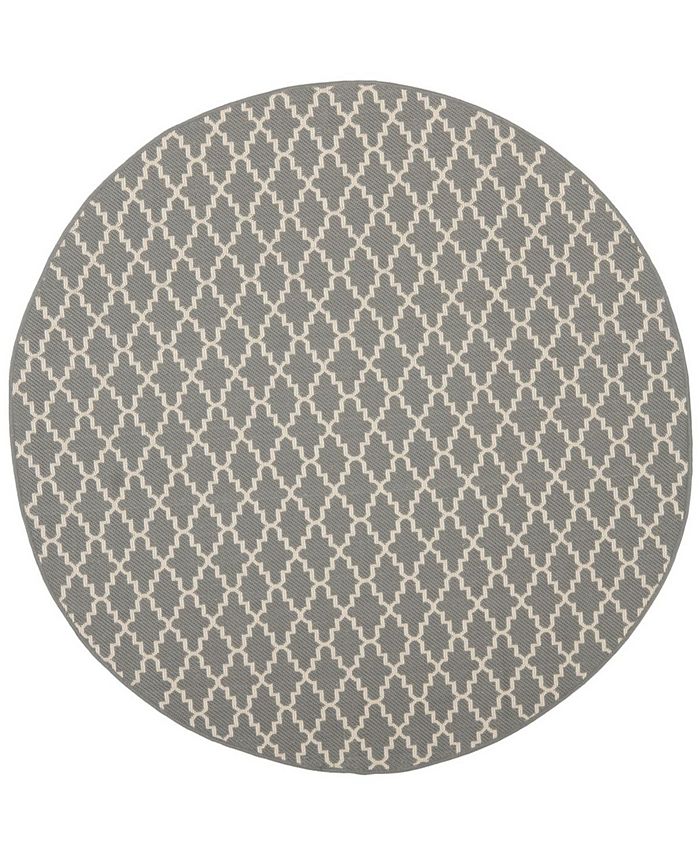 Safavieh Courtyard Anthracite and Beige 7'10" x 7'10" Sisal Weave Round Outdoor Area Rug