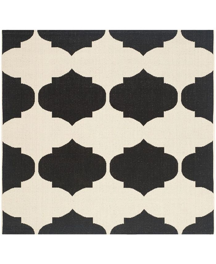 Safavieh Courtyard Beige and Black 5'3" x 5'3" Sisal Weave Square Outdoor Area Rug