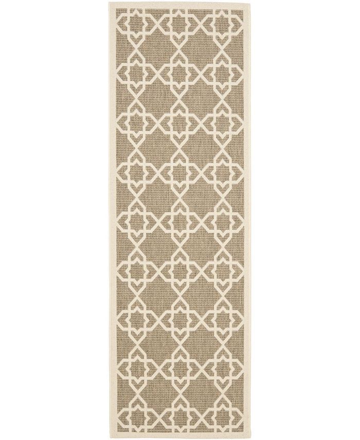 Safavieh Courtyard Brown and Beige 2'3" x 8' Runner Outdoor Area Rug