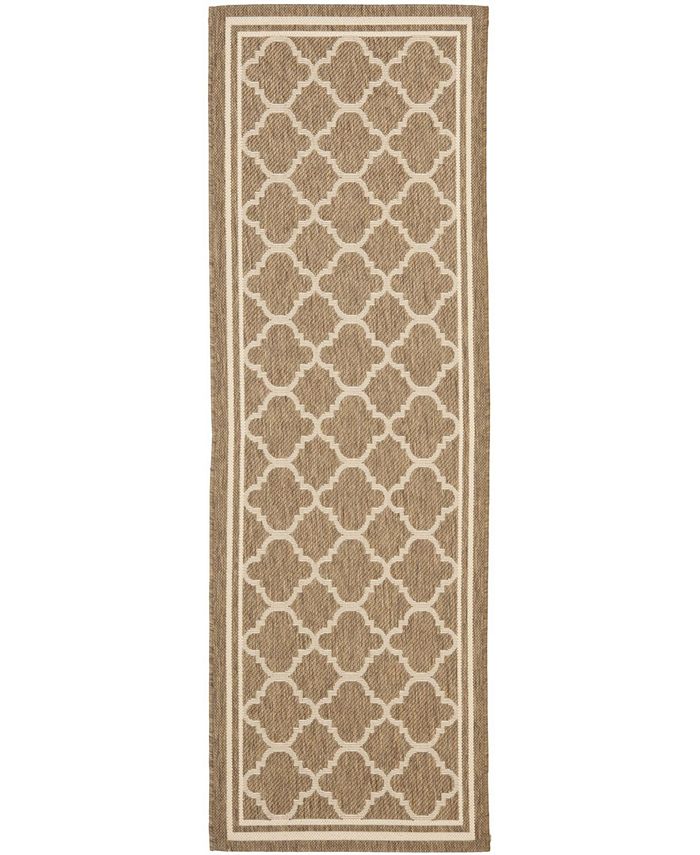 Safavieh Courtyard Brown and Bone 2'3" x 20' Runner Outdoor Area Rug