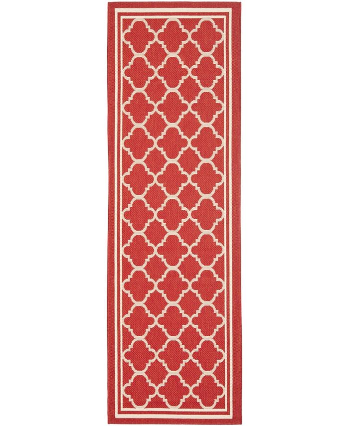 Safavieh Courtyard Red and Bone 2'3" x 16' Runner Outdoor Area Rug