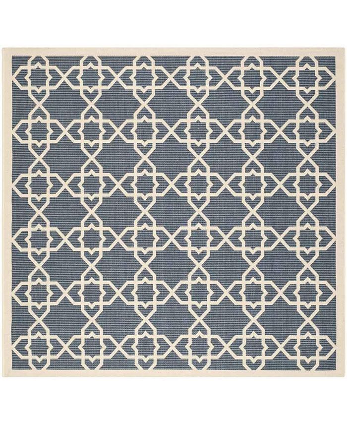 Safavieh Courtyard Navy and Beige 4' x 4' Sisal Weave Square Outdoor Area Rug