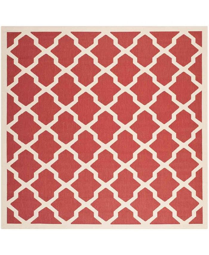 Safavieh Courtyard Red and Bone 4' x 4' Sisal Weave Square Outdoor Area Rug