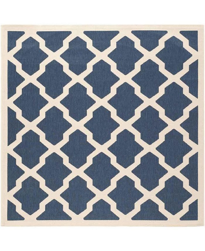 Safavieh Courtyard Navy and Beige 5'3" x 5'3" Sisal Weave Square Outdoor Area Rug