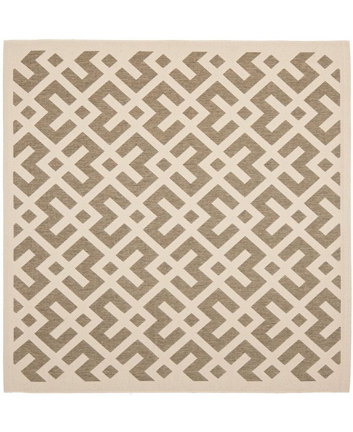 Safavieh Courtyard Brown and Bone 4' x 4' Square Outdoor Area Rug