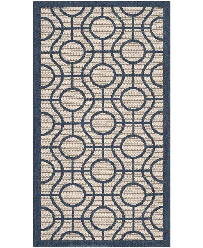 Safavieh Courtyard Beige and Navy 2' x 3'7" Sisal Weave Outdoor Area Rug