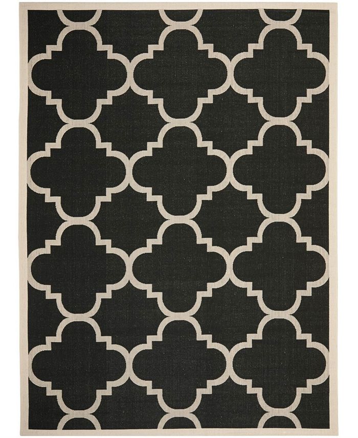 Safavieh Courtyard Black and Beige 8'11" x 12' Sisal Weave Rectangle Outdoor Area Rug