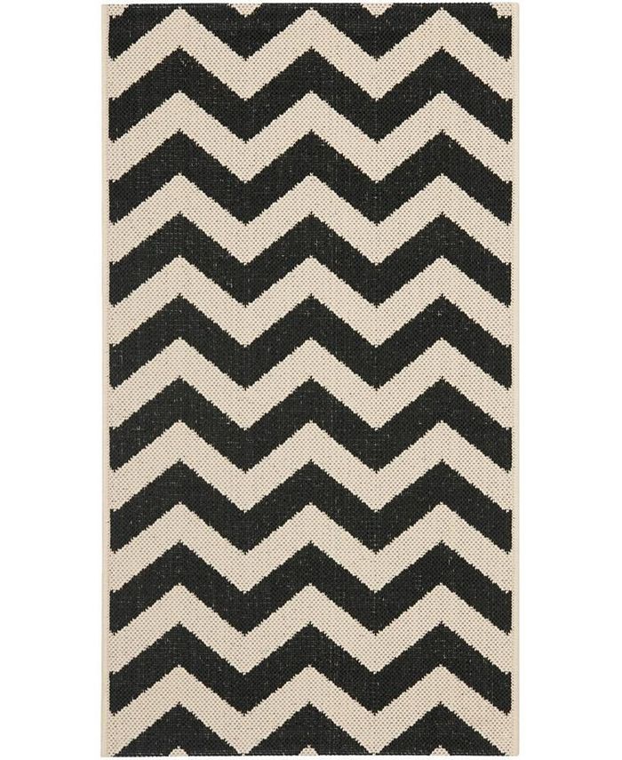 Safavieh Courtyard Black and Beige 2'7" x 5' Sisal Weave Outdoor Area Rug