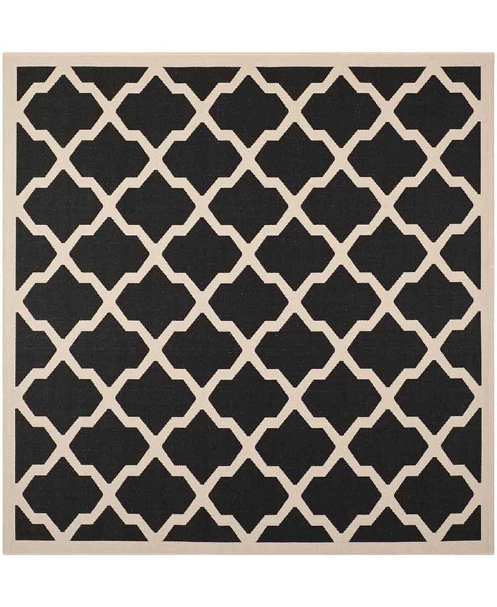 Safavieh Courtyard Black and Beige 7'10" x 7'10" Sisal Weave Square Outdoor Area Rug