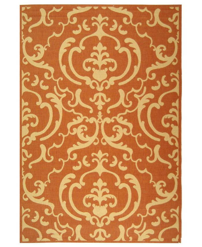 Safavieh MANUFACTURER'S CLOSEOUT! "Courtyard" Indoor/Outdoor CY2663-3202 Orange/Beige Area Rug, 5' 3" Round