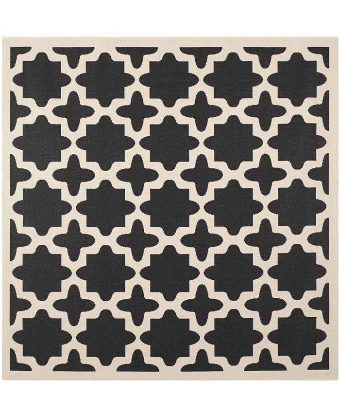 Safavieh Courtyard Black and Beige 7'10" x 7'10" Sisal Weave Square Outdoor Area Rug