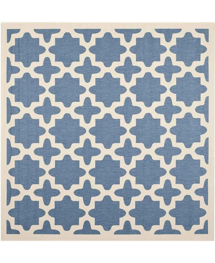 Safavieh Courtyard Blue and Beige 7'10" x 7'10" Sisal Weave Square Outdoor Area Rug