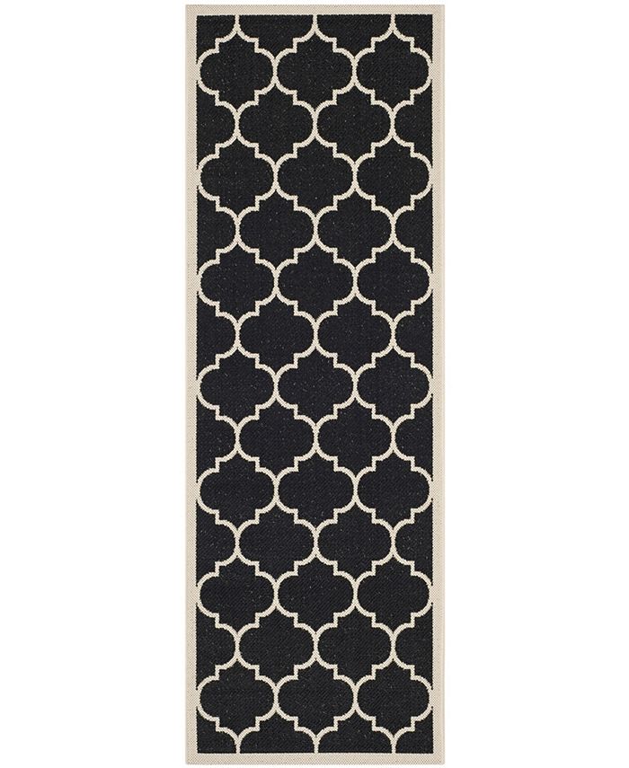 Safavieh Courtyard Black and Beige 2'3" x 10' Sisal Weave Runner Outdoor Area Rug