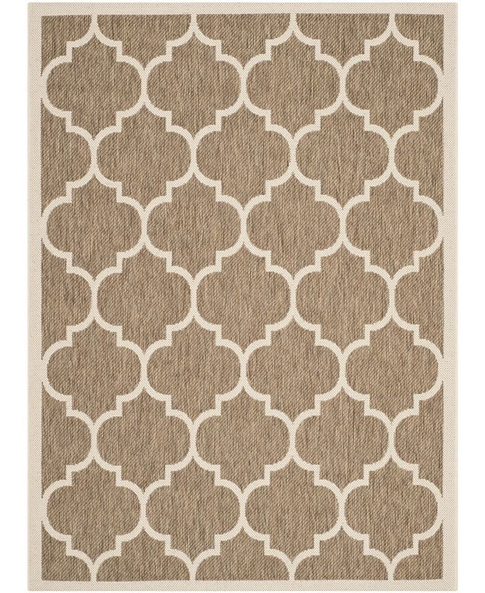 Safavieh Courtyard Brown and Bone 6'7" x 9'6" Outdoor Area Rug