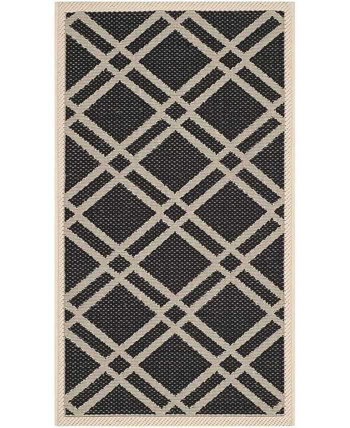 Safavieh Courtyard Black and Beige 2' x 3'7" Sisal Weave Outdoor Area Rug